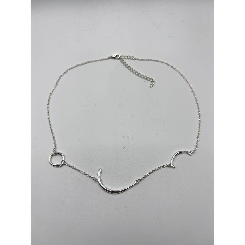 Unbranded Abstract Geometric Charm Necklace‎ Women 16" Silver Tone Modernist